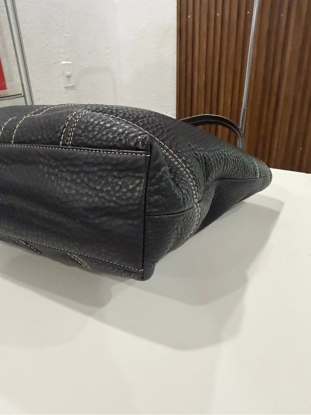 Coach Hamilton Black Pebbled Leather Tote Shoulder Handbag Women’s Purse #F13089